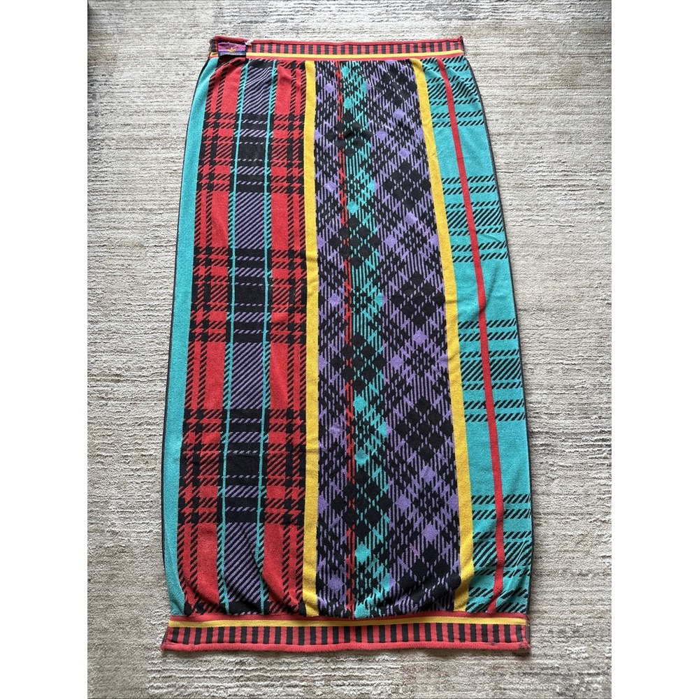 Cecil Saydah Geometric Beach Towel Striped Multi-Color Nautical Rare Vintage